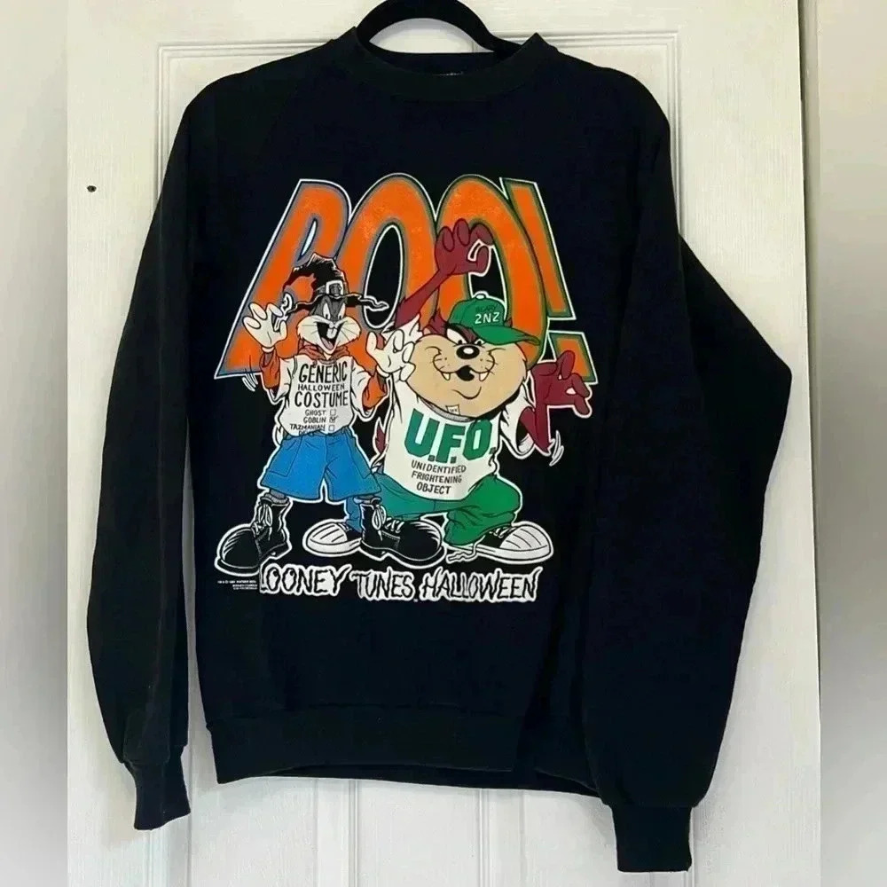 Jerzees‎ Men's Rare Vintage 80’s Halloween with Bugs and Taz Sweatshirt Sz L